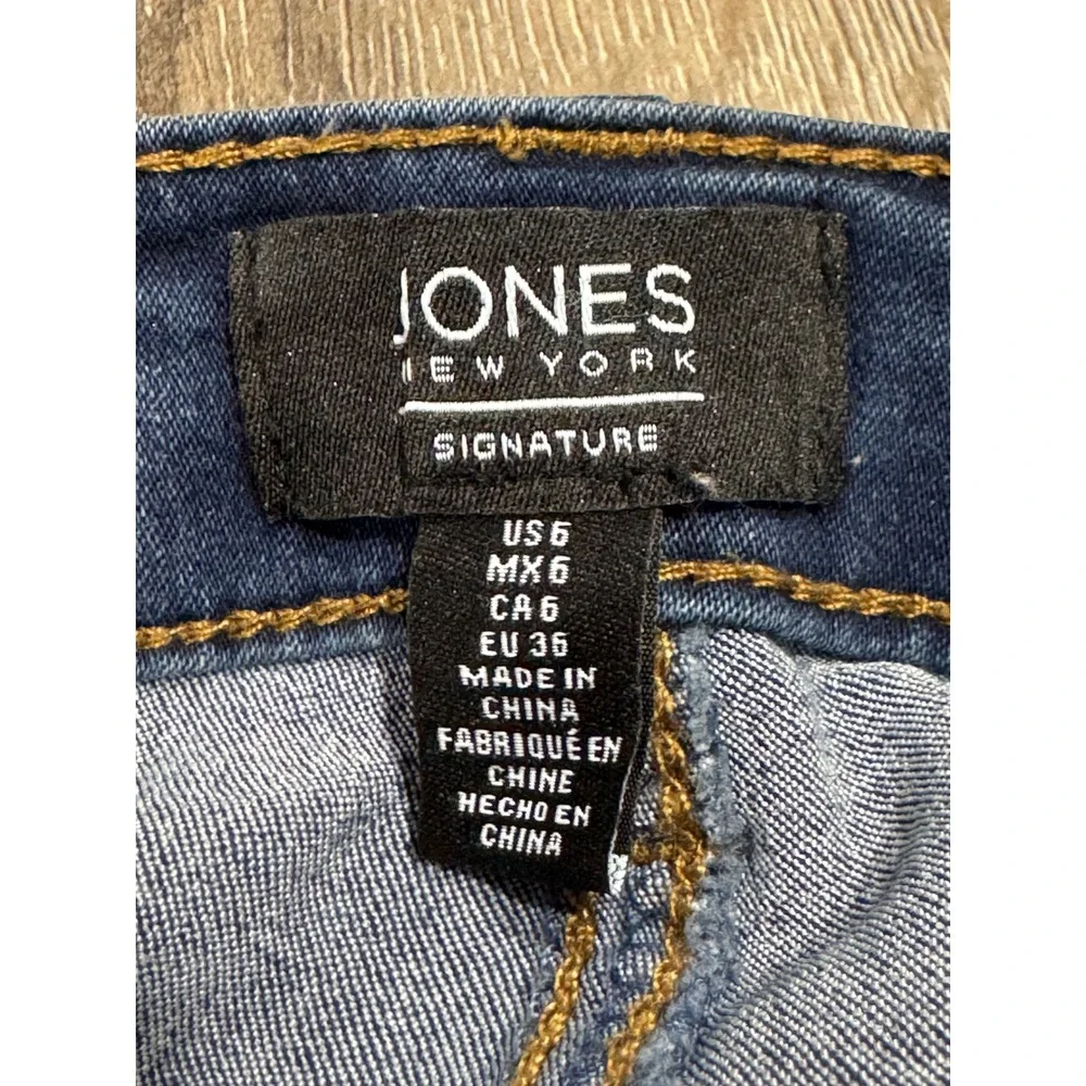 Jones New York Signature Lexington Straight Jeans Blue Dark Wash JPMS9DP253 Sz 6 - Picture 2 of 13